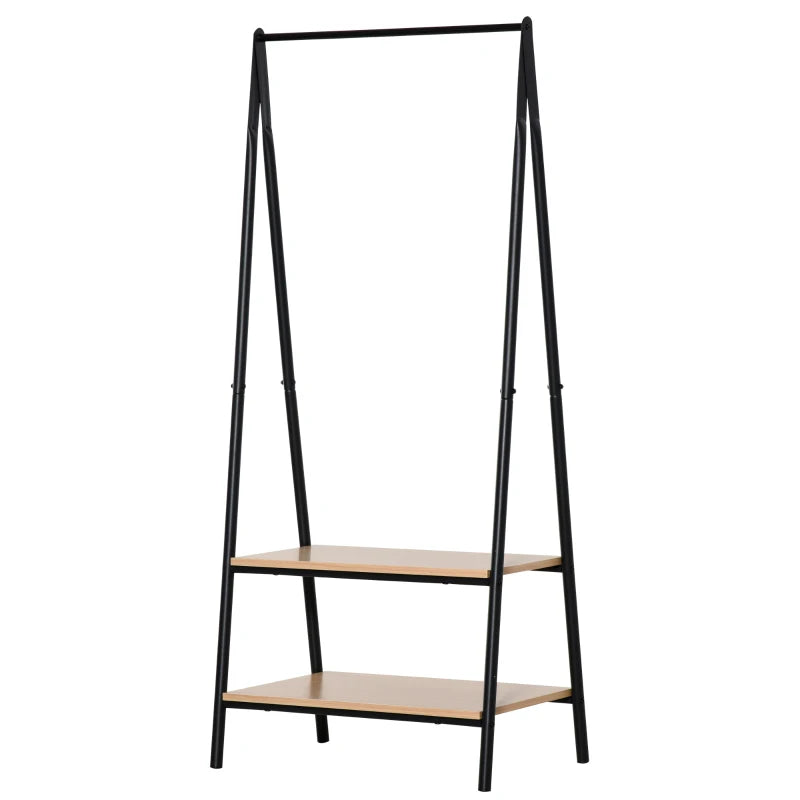 Black Metal Clothes Rack with 2 Tier Shelves, 64 x 42.5 x 149 cm