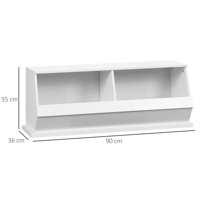 White 2-Cube Storage Cabinet with Compartments