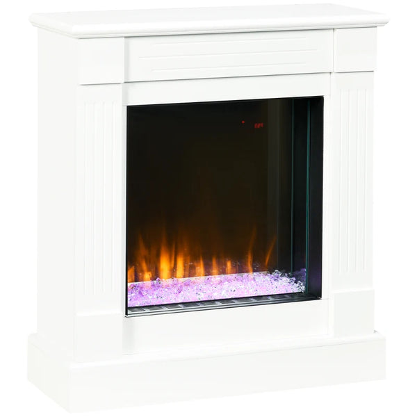 White Electric Fireplace Suite with Realistic Flame Effect and Remote Control
