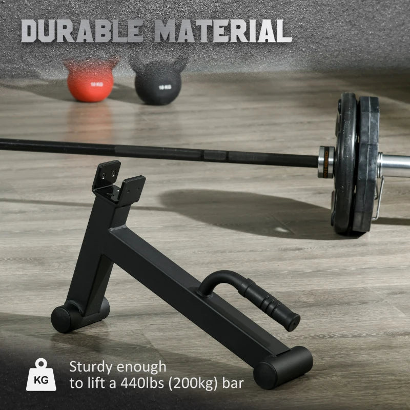 Black Deadlift Barbell Jack with Non-Slip Handle for Weight Training