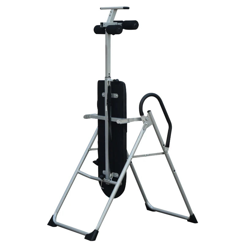 Black Foldable Gravity Inversion Table for Back Therapy and Home Fitness