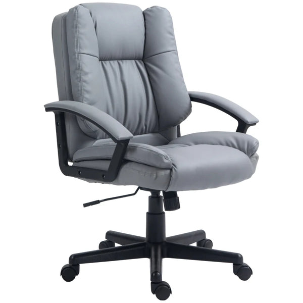 Light Grey Faux Leather Office Chair with Adjustable Height