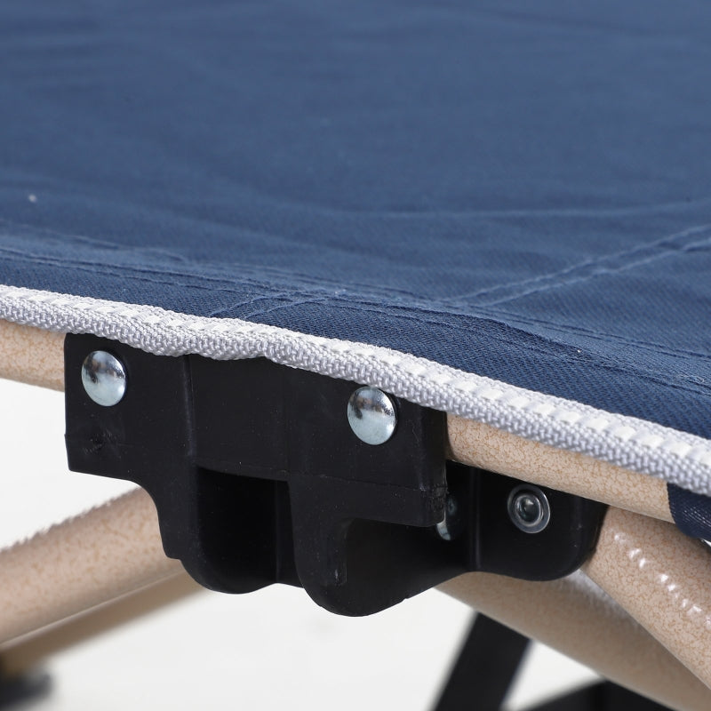 Blue Portable Folding Camping Cot with Side Pocket and Carry Bag