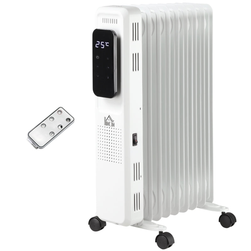 White 2000W Oil Filled Radiator Heater with Timer & Remote Control