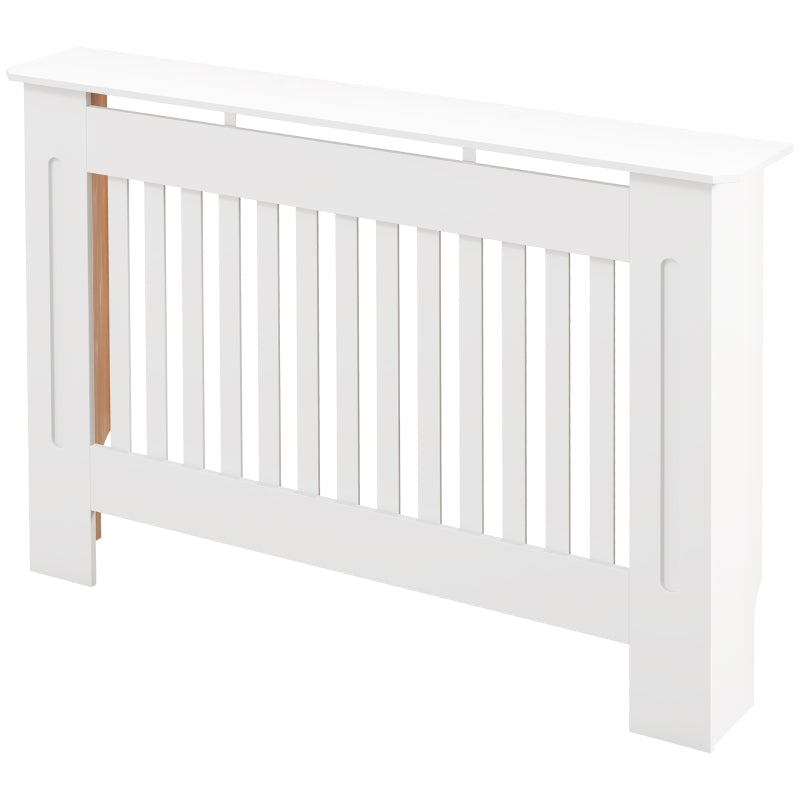 White Slatted Radiator Cover Cabinet - MDF Grill (112 x 19 x 81 cm)