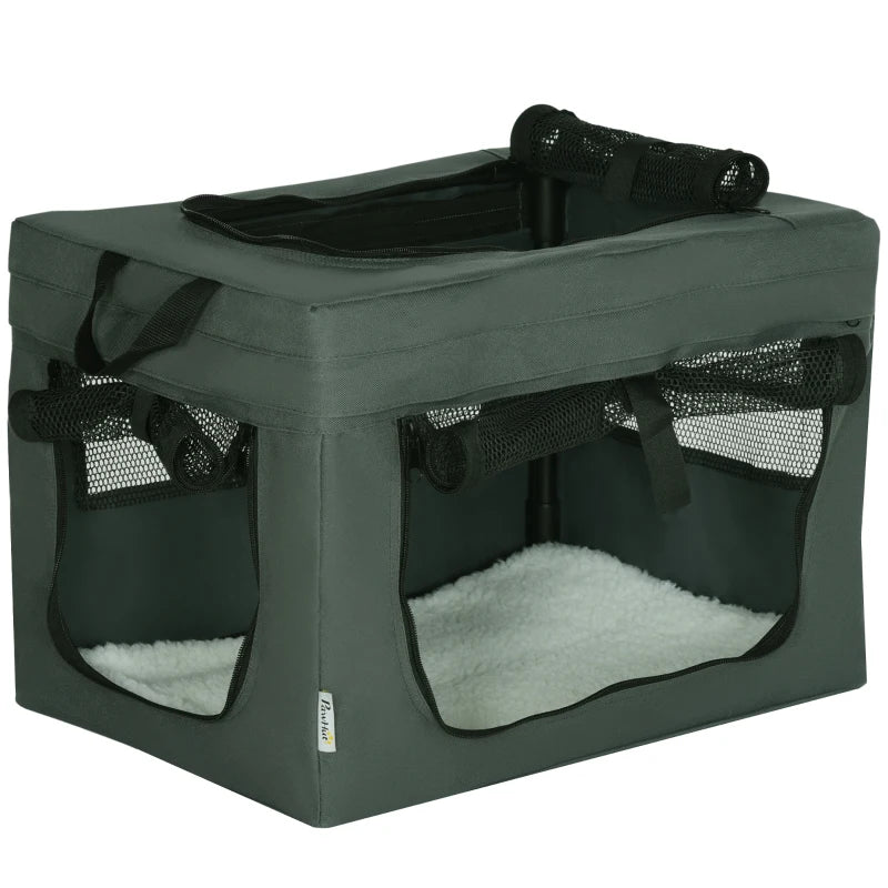 Grey Pet Carrier with Cushion for Miniature Dogs - 48.5cm