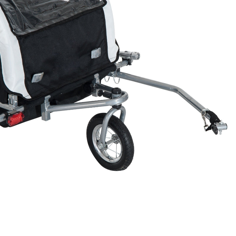 2-Seater Bike Trailer Baby Child Carrier Steel Frame Black White