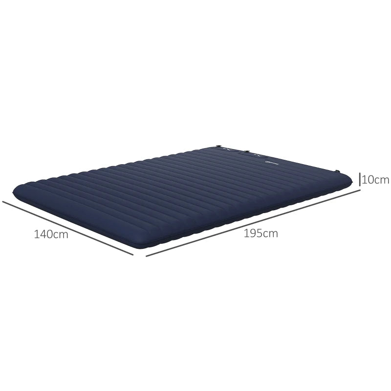 Blue Double Inflatable Mattress with Built-In Pump