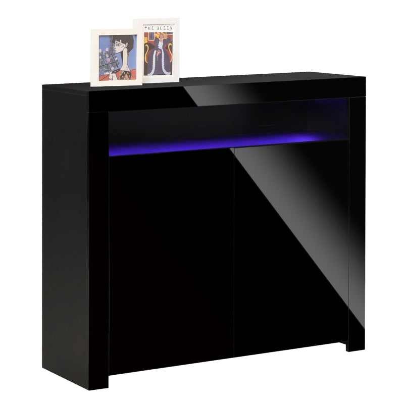 Black LED High Gloss Storage Cabinet with RGB Lighting