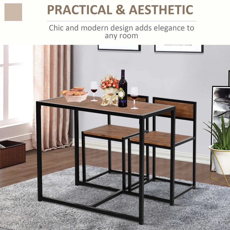 3-Piece Industrial Style Table Stool Set - Steel Frame, MDF Panels - Modern Living Room Bar Furniture (Black)