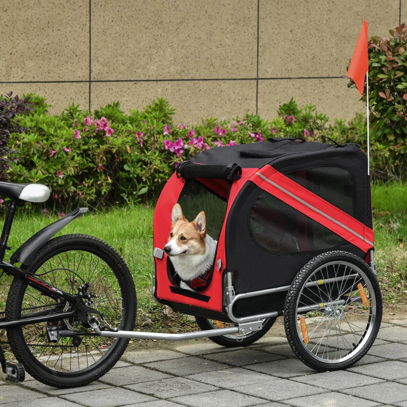 Steel Frame Pet Bicycle Trailer - Red/Black