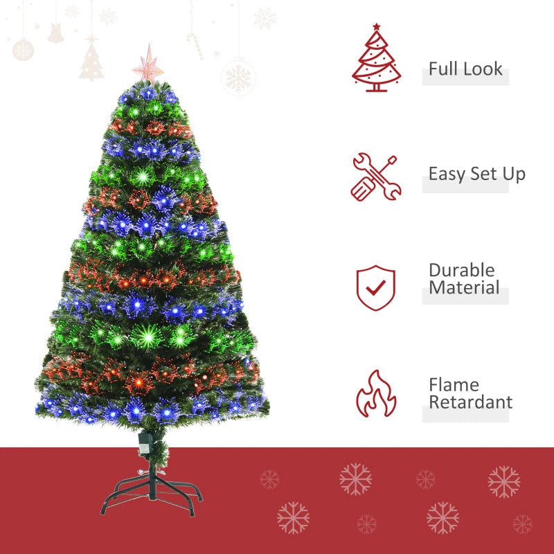 5ft Pre-Lit Multicolored Fiber Optic Christmas Tree - Green