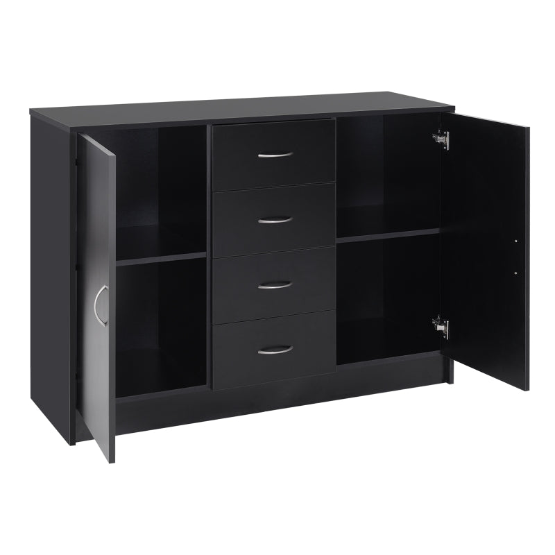 Black Sideboard Storage Cabinet with Doors and Drawers