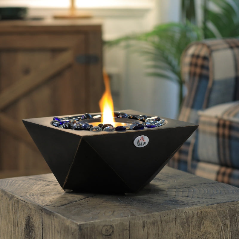 Black Concrete Tabletop Bioethanol Fireplace - 0.4L Tank