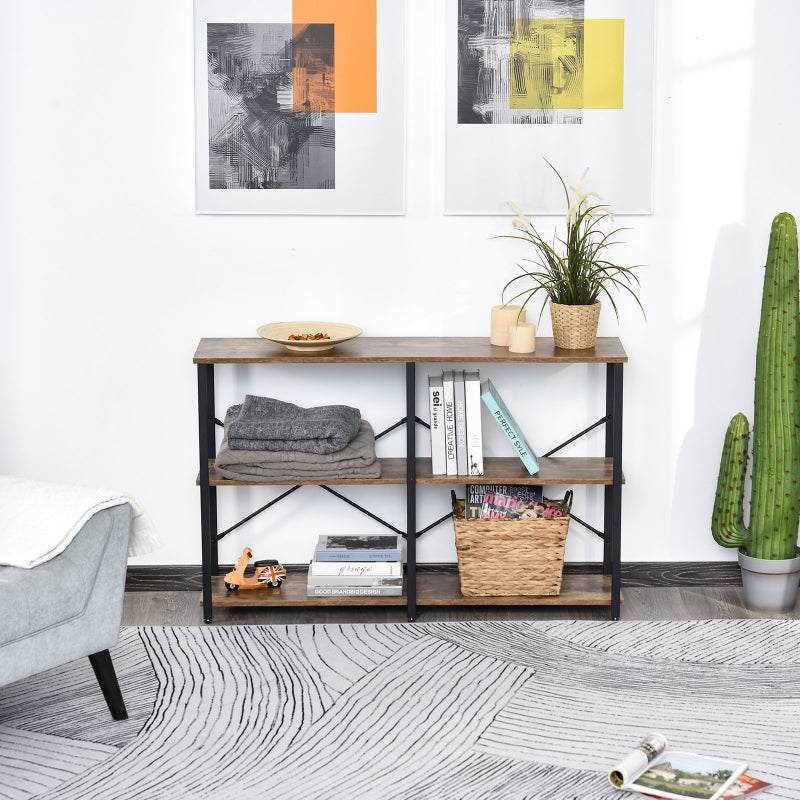 Brown 3-Tier Metal Frame Shelf with Adjustable Feet - 76x120cm