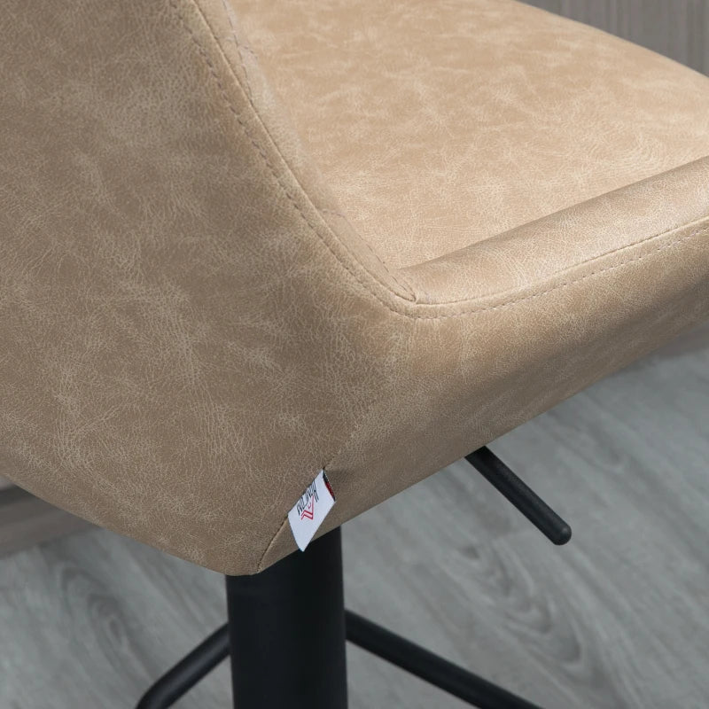 Adjustable Swivel Bar Stools Set of 2, Light Khaki Upholstered Kitchen Chairs