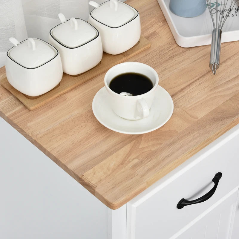 White Wooden Kitchen Storage Cabinet with Drawers