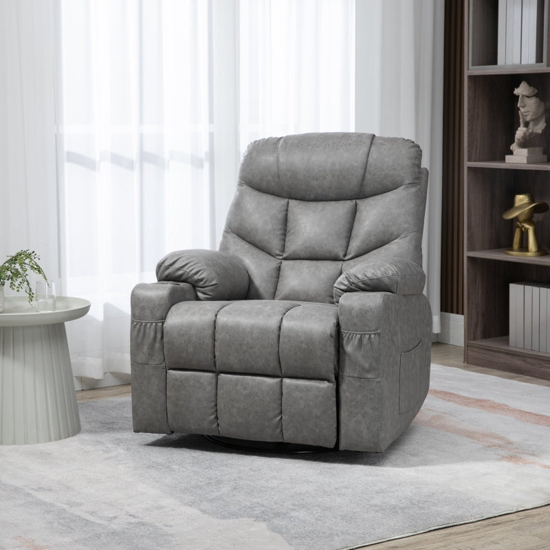 Grey Faux Leather Reclining Armchair