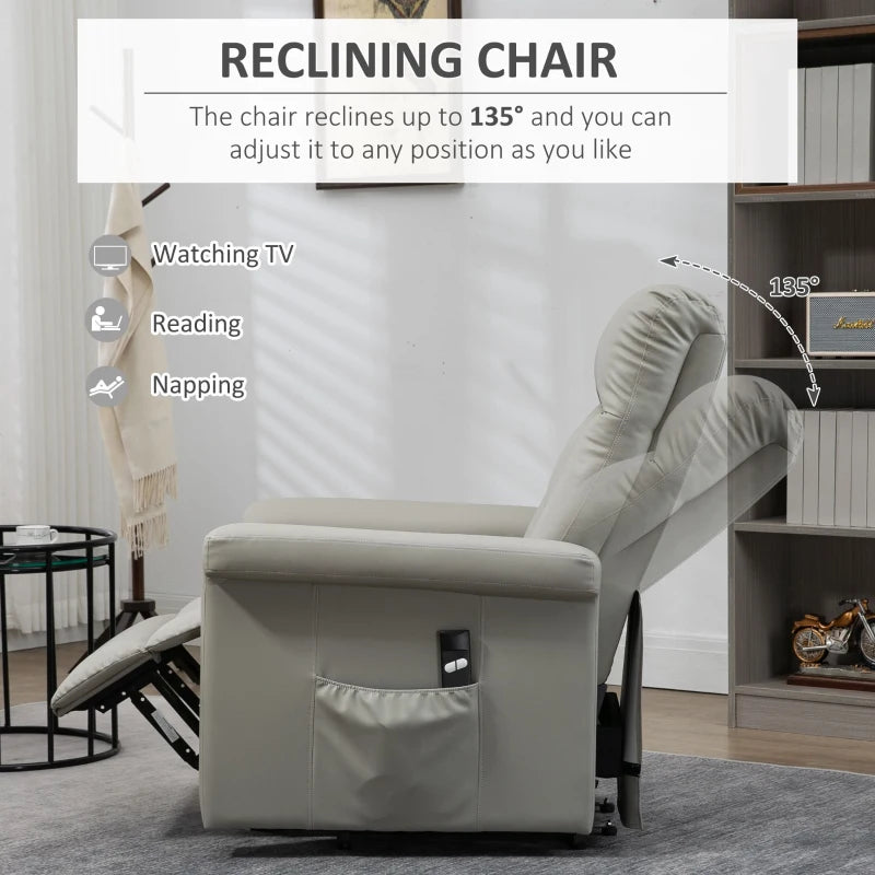 Grey Power Lift Recliner Chair for Elderly with Remote Control