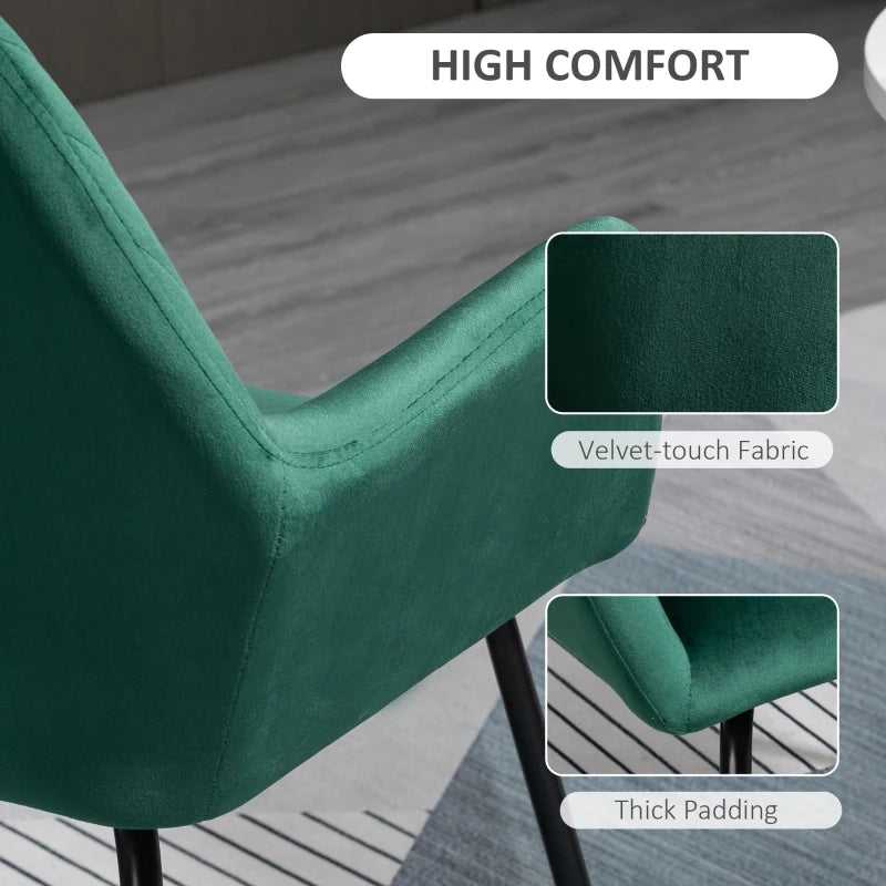 Green Modern Upholstered Armchair with Metal Base for Living Room