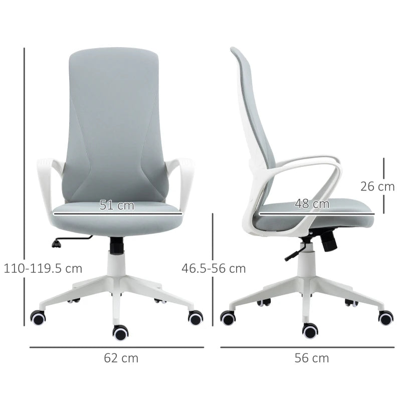 Light Grey High Back Fabric Office Chair with Armrests & Swivel Wheels