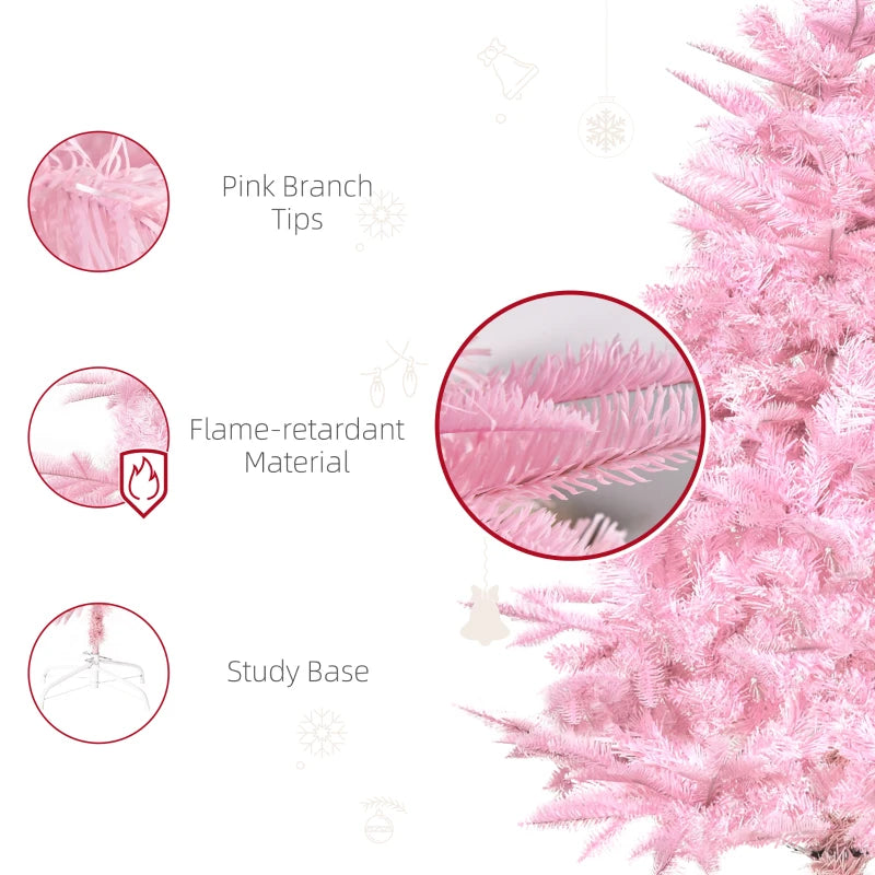 4FT Pink Artificial Christmas Tree with Automatic Open - Holiday Xmas Decoration