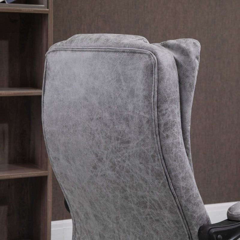 Grey Microfibre Home Office Chair with Reclining Function & Footrest