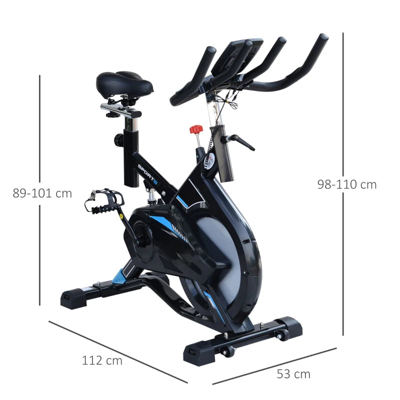 Black Indoor Cycling Exercise Bike with iPad Holder and LCD Monitor