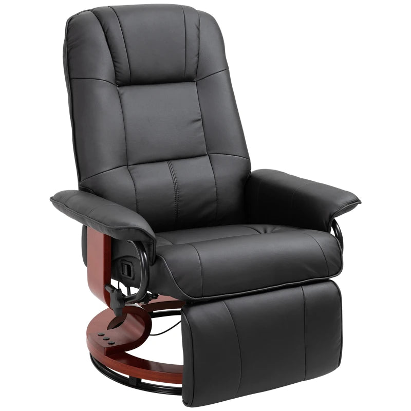 Black Faux Leather Manual Recliner Armchair