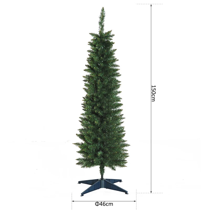 5ft Green Slim Artificial Christmas Tree with Sturdy Stand