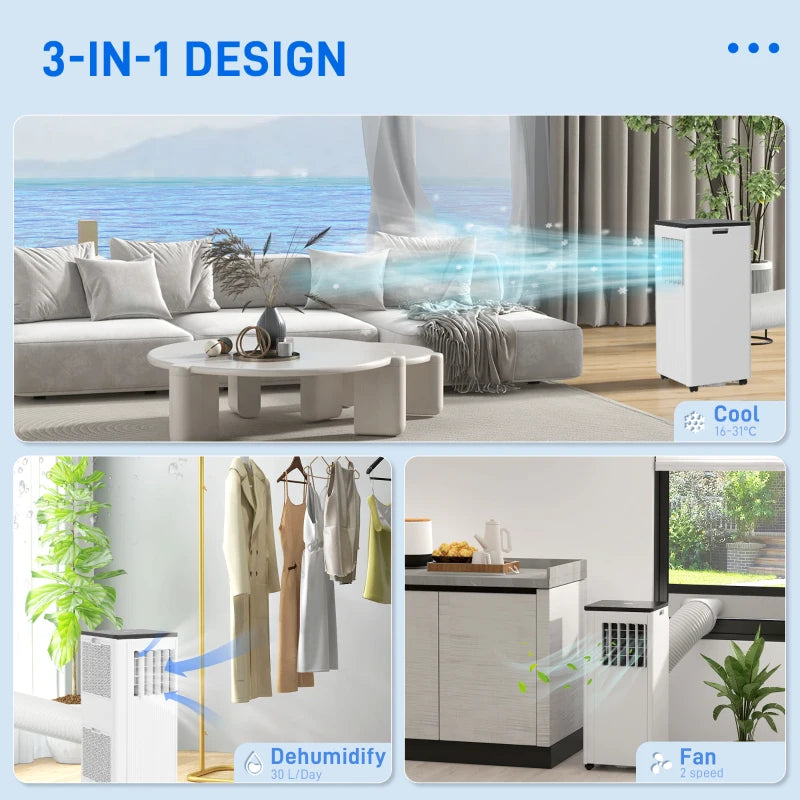 7,000 BTU White Mobile Air Conditioner - 15m² Coverage