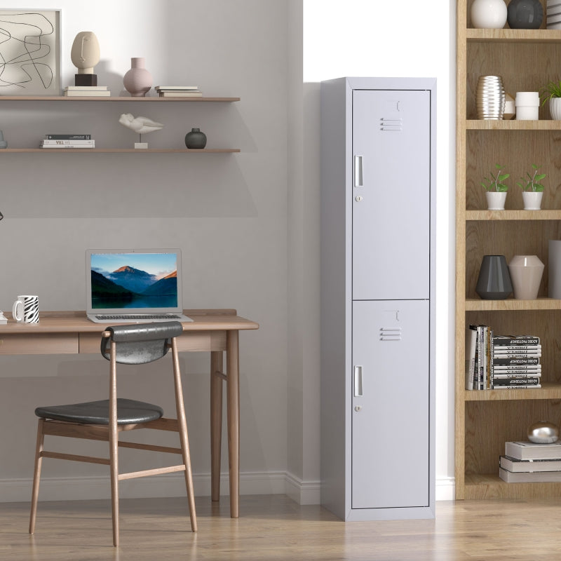 Grey Vertical Locker Cabinet Storage with Shelves - 38 x 46 x 180 cm