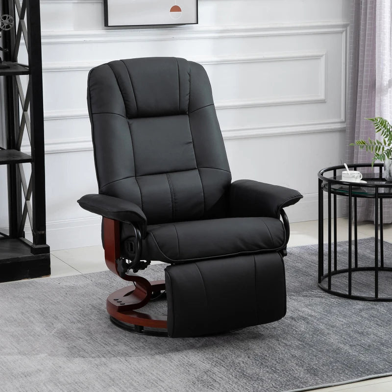 Black Faux Leather Manual Recliner Armchair