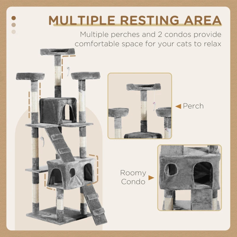 Grey Cat Tree Scratching Post