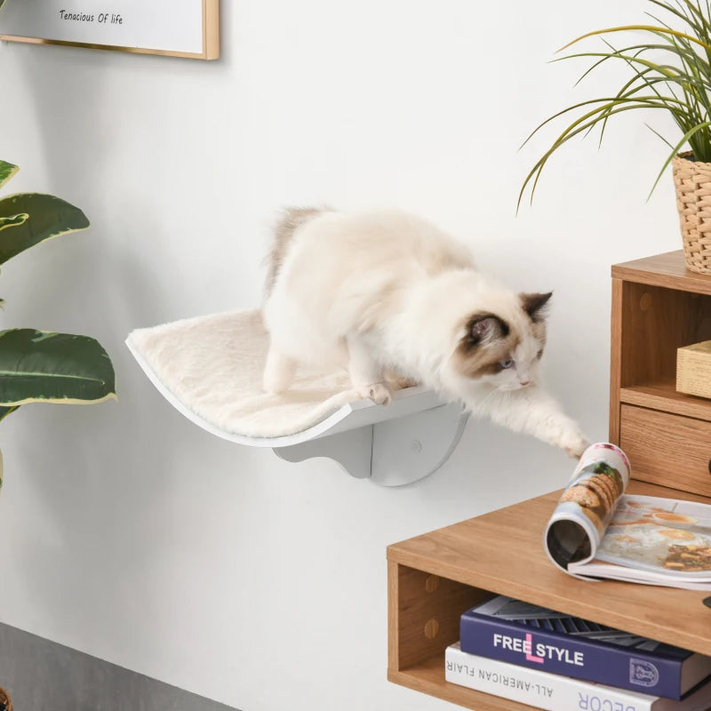 White Curved Cat Wall Shelf Bed 41x28x21cm