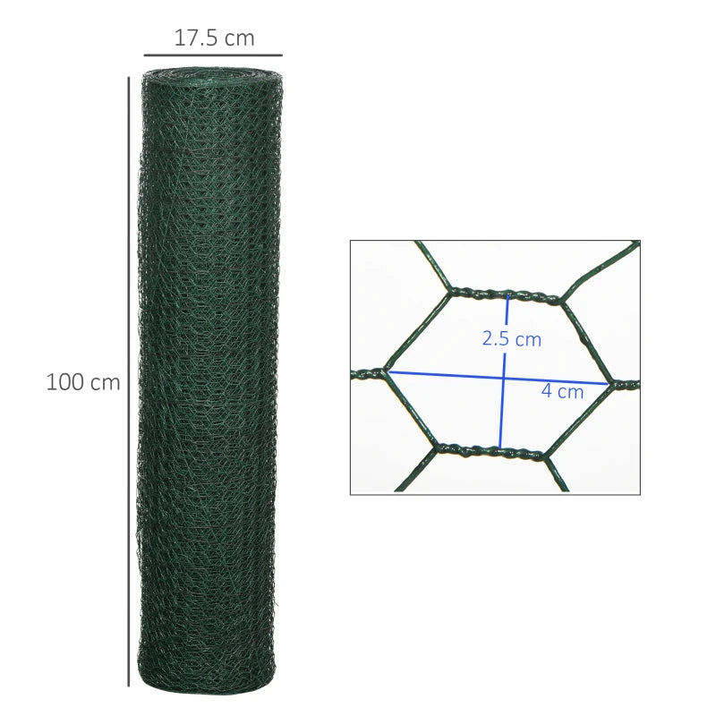 Dark Green 1m x 25m Foldable PVC Coated Chicken Wire Mesh Fence