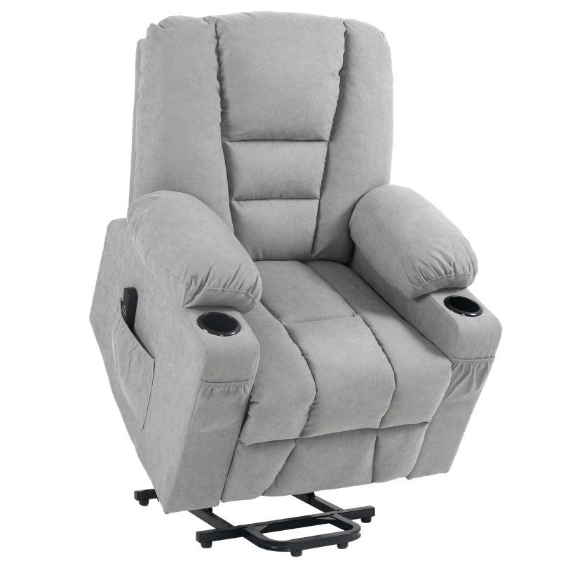 Light Grey Elderly Recliner Chair with Lift Function and Remote Control