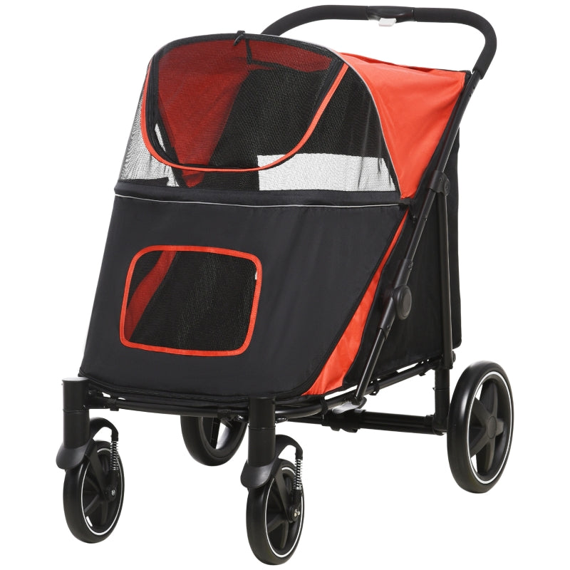 Red Foldable Pet Stroller for Medium and Large Dogs