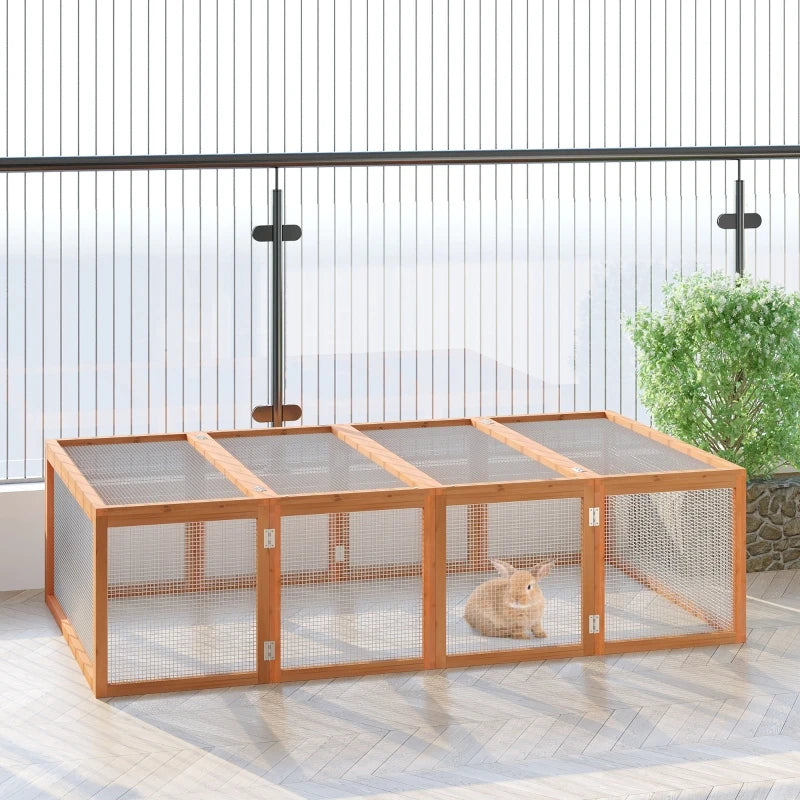 Wooden Rabbit Run Cage 6ft with Wire Mesh, Openable Roof, Outdoor Play Space - 181 x 100 x 48 cm