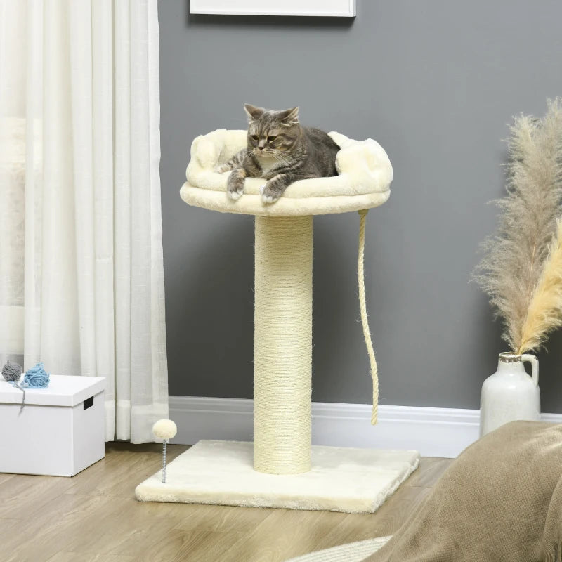 Cat Tree with Sisal Scratching Post - Cream