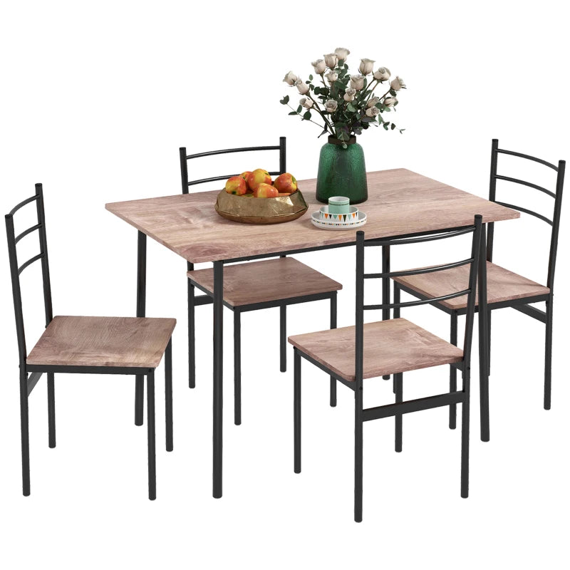 Black 4 Seater Dining Set with Steel Frame Table and Chairs