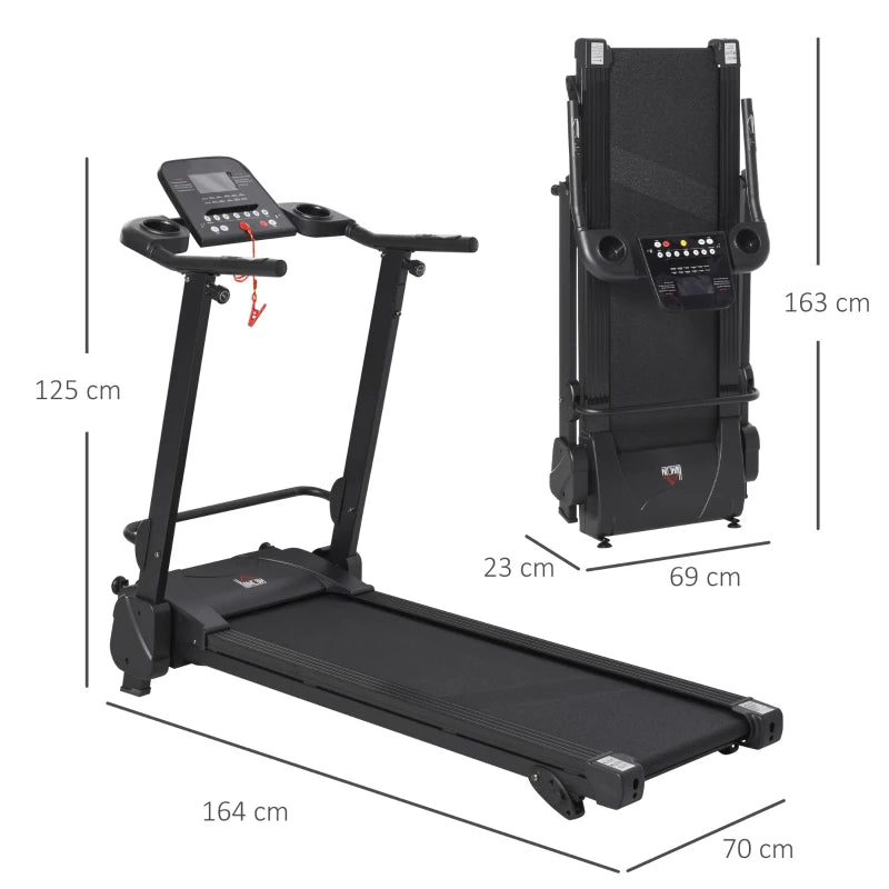 Electric Folding Treadmill with Incline, MP3 Player, 12 Programs - Black