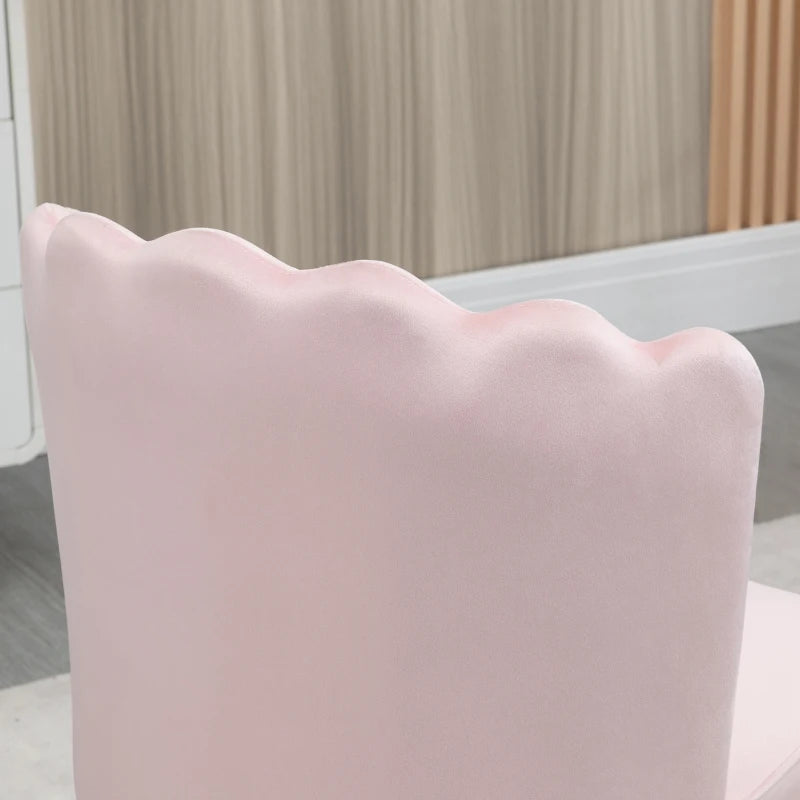 Blush Velvet Accent Chair with Gold Metal Legs, Modern Vanity Chair