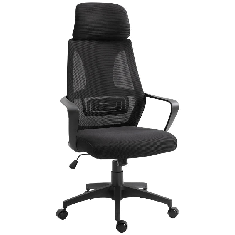 Black Ergonomic Mesh Office Chair with Lumbar Support & Headrest