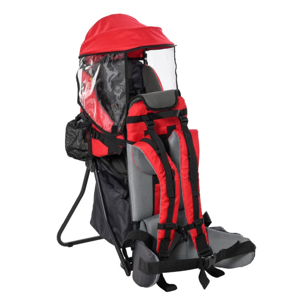 Red Baby Hiking Backpack Carrier with Hip Seat & Rain Cover