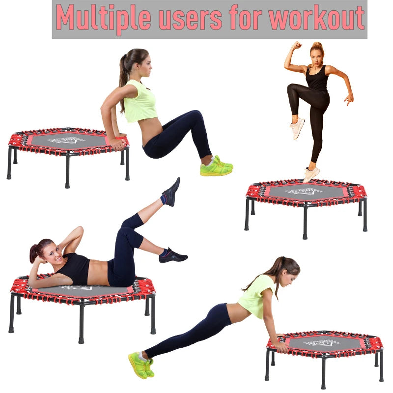 Red Mini Hexagon Trampoline with Anti-slip Pads