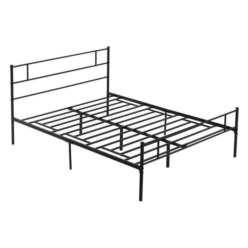 Black Metal King Bed Frame with Storage Space