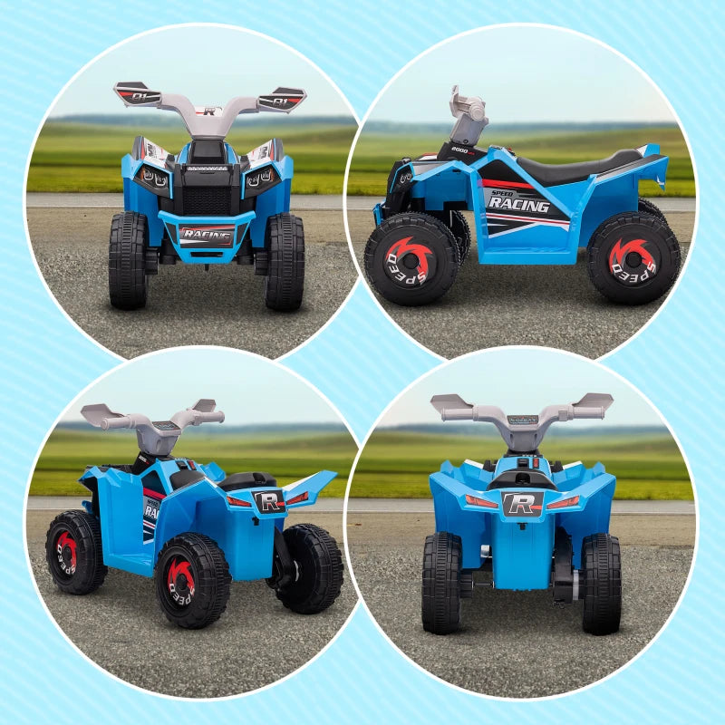 Blue 6V Quad Bike for Toddlers, Wear-Resistant Wheels, Forward Backward Function