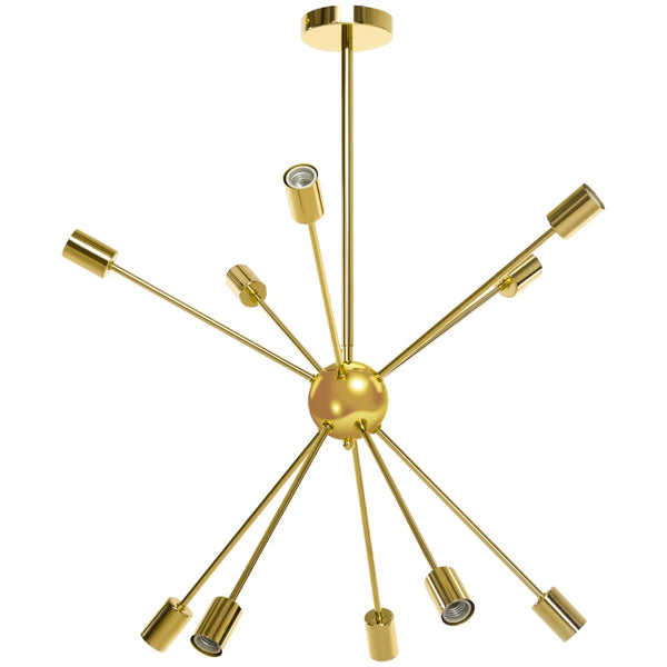 Gold 10-Light Modern Ceiling Chandelier for Bedroom and Living Room