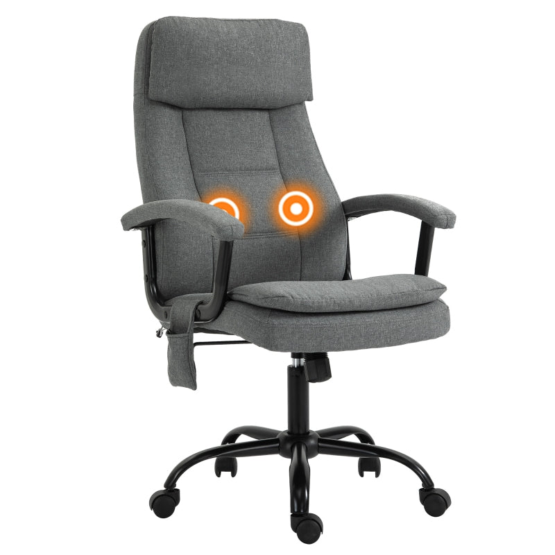 Grey Linen Office Chair with Lumbar Massage & Adjustable Height
